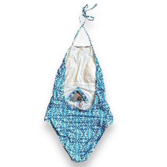 Nanette Lepore Seductress Seaside Tile Swimsuit Blue Size S - Picture 7 of 13